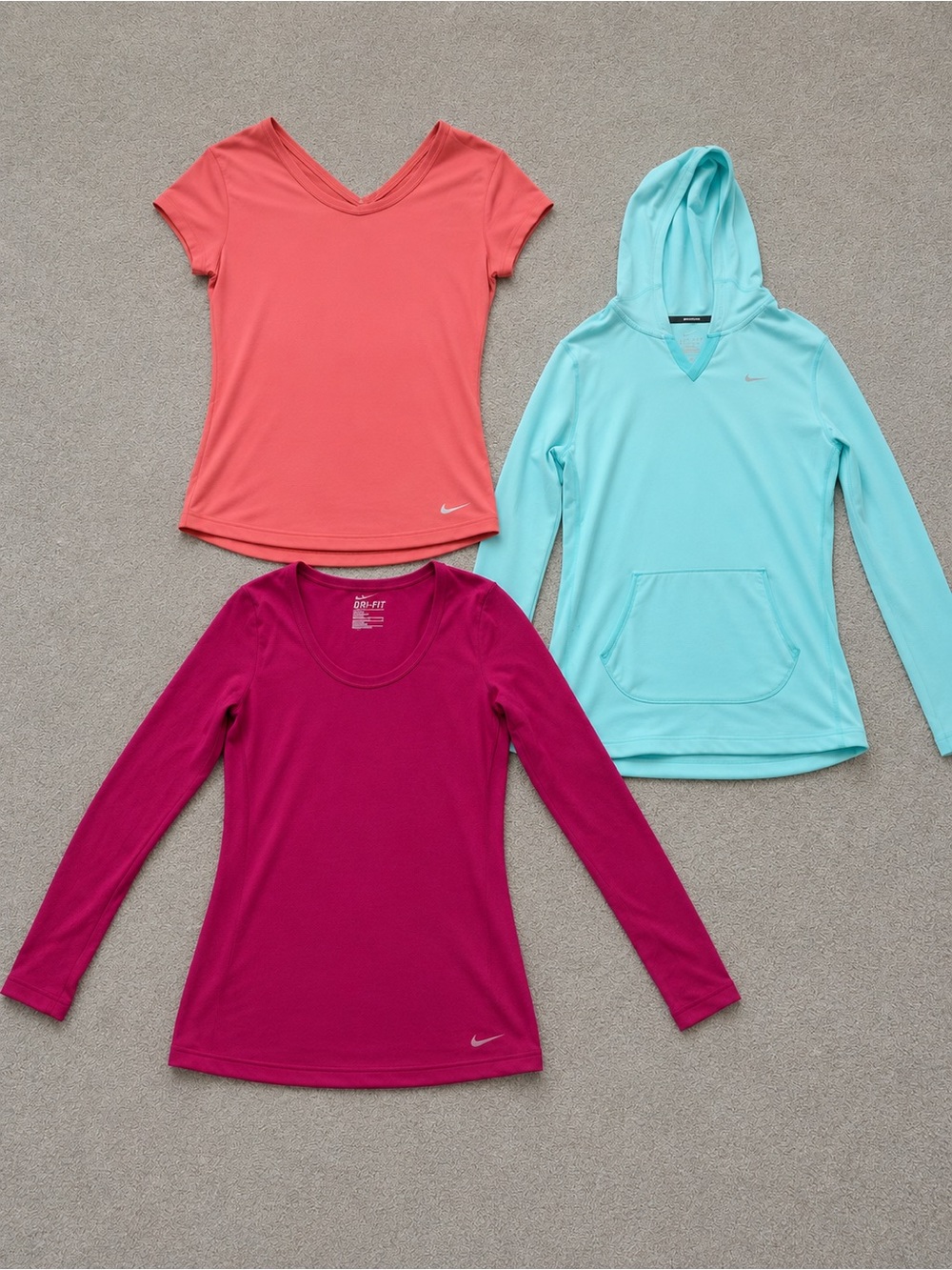 Nike Women's Athletic Tops - Coral, Teal & Magenta-all Large